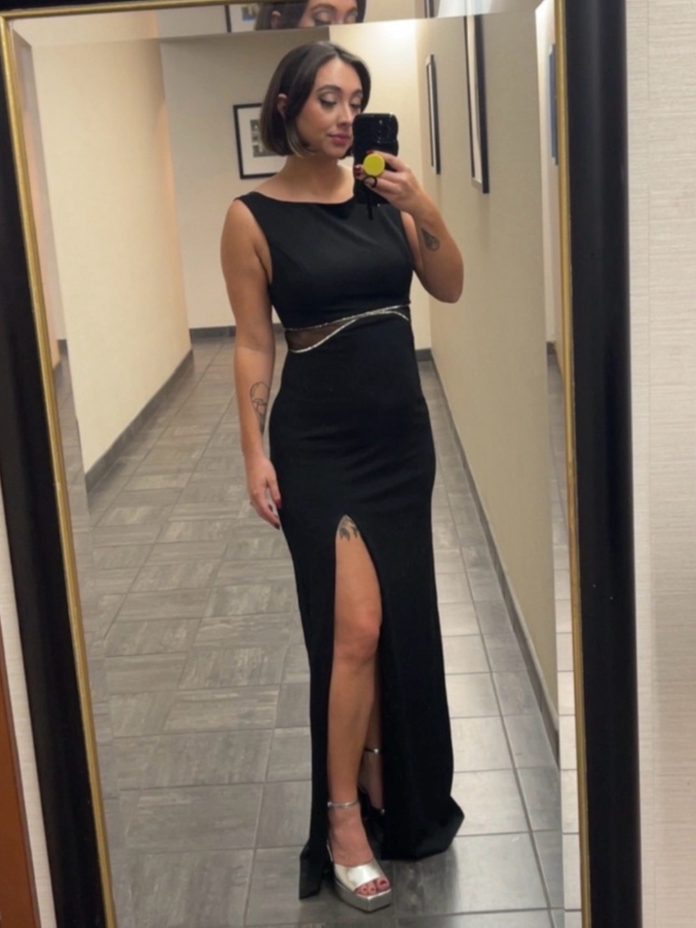 Lulu’s Black Evening Gown with Side Slit - Picture 3 of 3